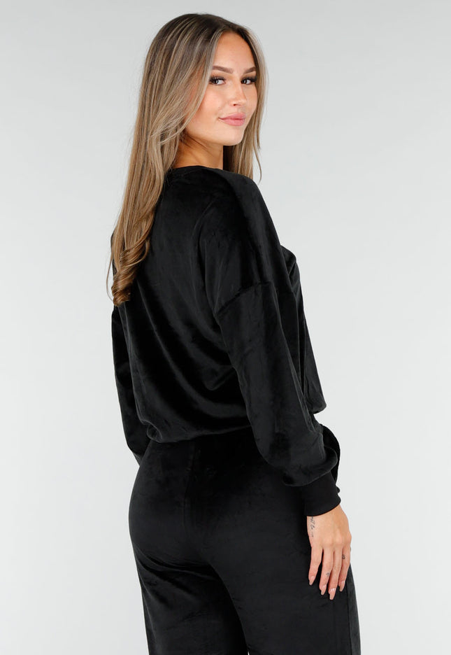 NEW030925 Zwart Velours Stretch Huispak