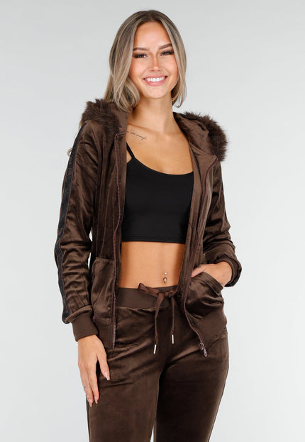 OP=OP.43.NL Bruin Huispak met Nepbont Capuchon