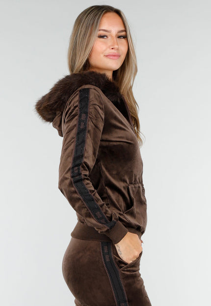 OP=OP.43.NL Bruin Huispak met Nepbont Capuchon