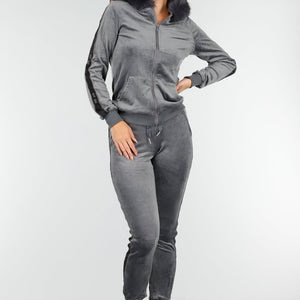 NEW030925 Grijs Huispak met Nepbont Capuchon