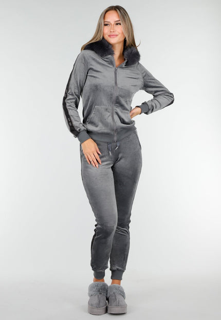 NEW030925 Grijs Huispak met Nepbont Capuchon