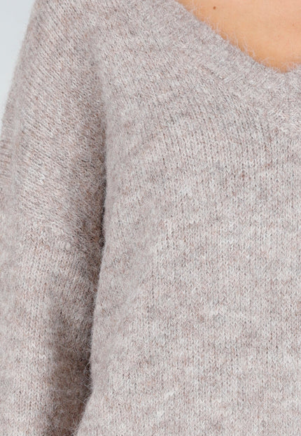 NEW030925 Beige Stretch V-Hals Trui