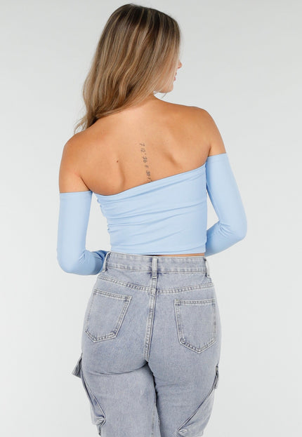 NEW030925 Blauwe Off Shoulder Top