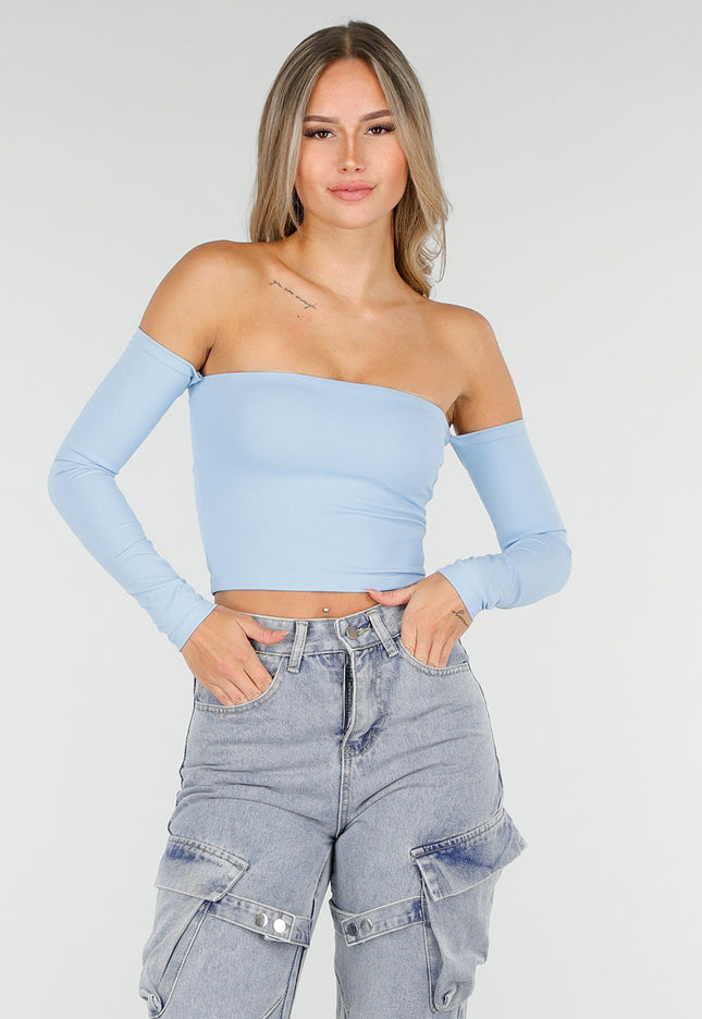 NEW030925 Blauwe Off Shoulder Top