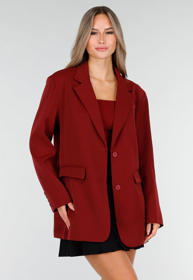 NEW030925 Bordeauxrode Oversized Blazer