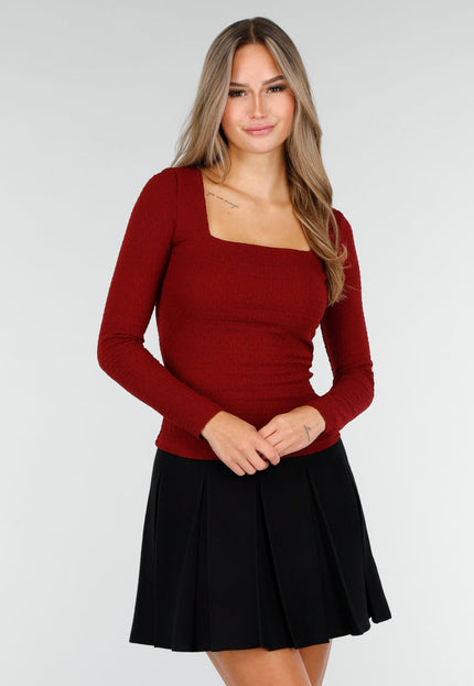 NEW030925 Bordeaux Top met Square Neck