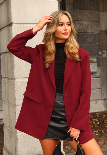 NEW030925 Bordeauxrode Oversized Blazer