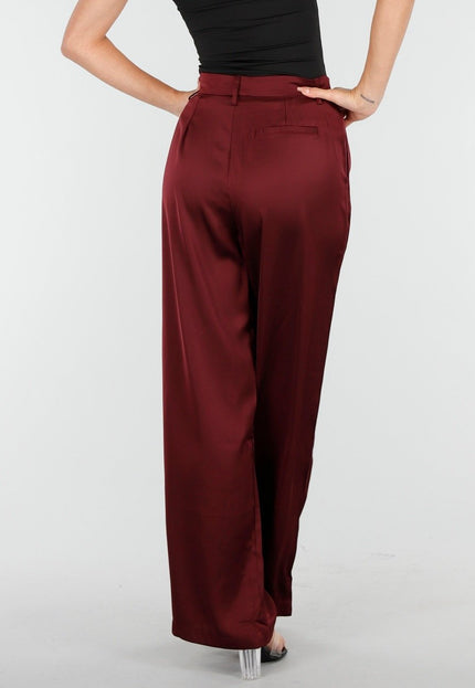NEW030925 Bordeauxrode Wide Leg Broek