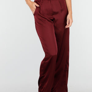 NEW030925 Bordeauxrode Wide Leg Broek