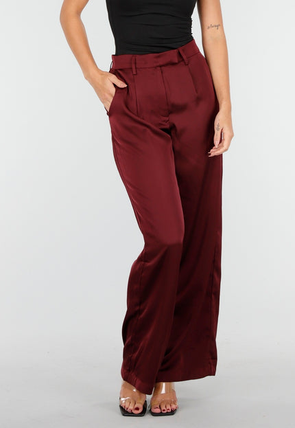 NEW030925 Bordeauxrode Wide Leg Broek