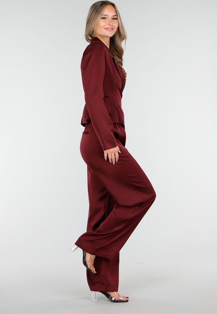 NEW030925 Bordeauxrode Wide Leg Broek