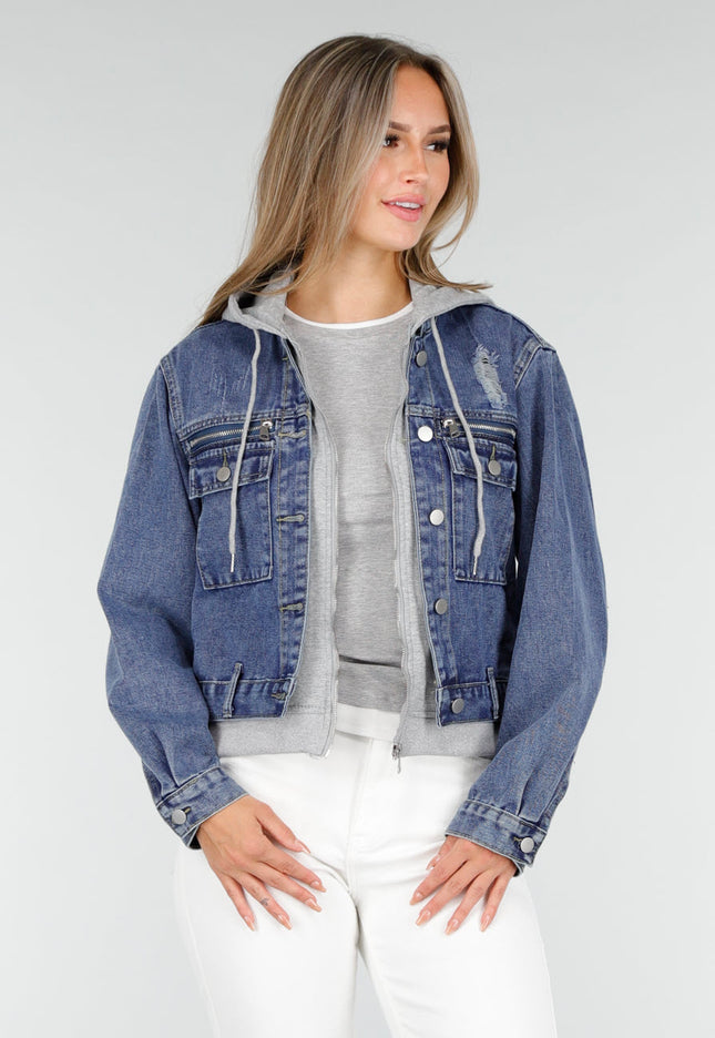 OP=OP.AV.09 Denim Jas met Capuchon