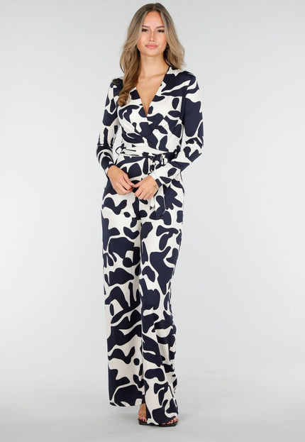 NEW030925 Donkerblauwe Stretch Jumpsuit