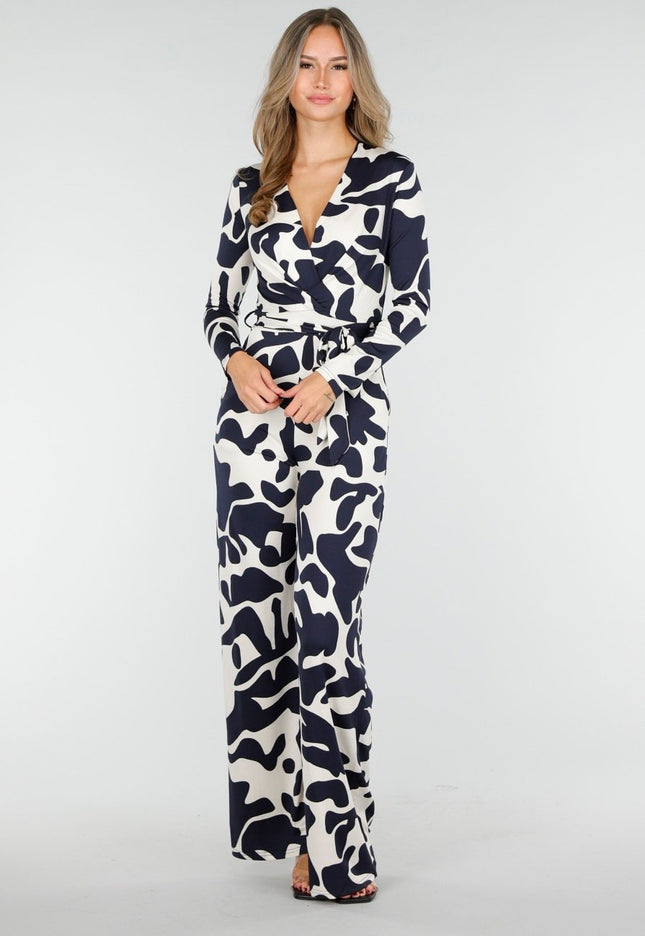 NEW030925 Donkerblauwe Stretch Jumpsuit