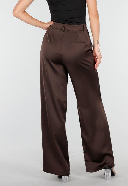 NEW030925 Donkerbruine Wide Leg Broek