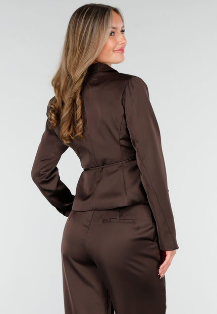 OP=OP.03.R Donkerbruine Wrap Blazer