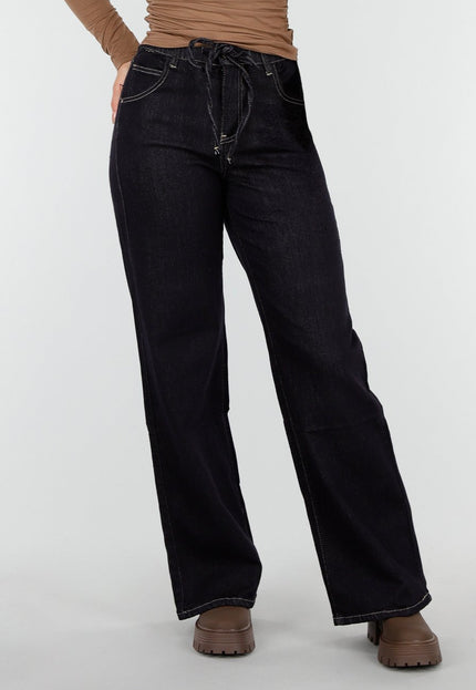 Redial Jeans Donkere Stretch Jeans met Strikkoord