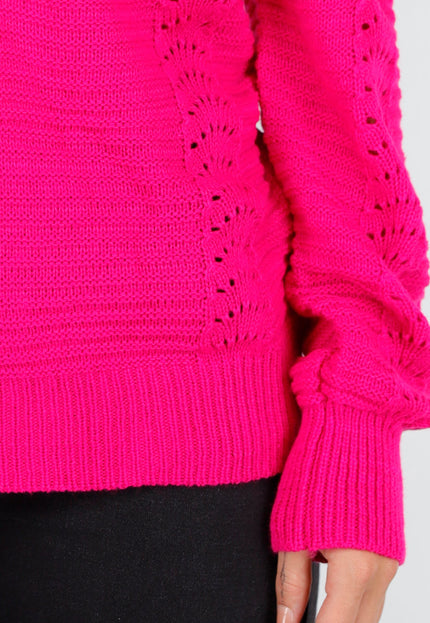 NEW030925 Fuchsia Off Shoulder Stretch Trui