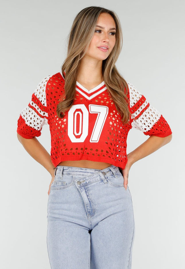 OP=OP.AV.09 Gehaakte Jersey Crop Top