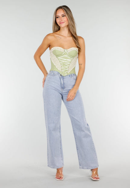 OP=OP.AV.09 Groen Strapless Korset