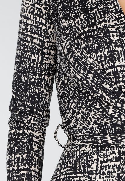 NEW030925 Jumpsuit Zwart Beige Print