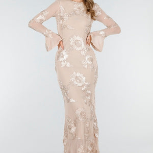 NEW030925 Lange Stretch Jurk met Bloemen