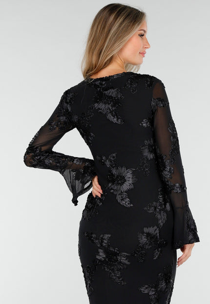 NEW030925 Lange Stretch Jurk met Bloemen