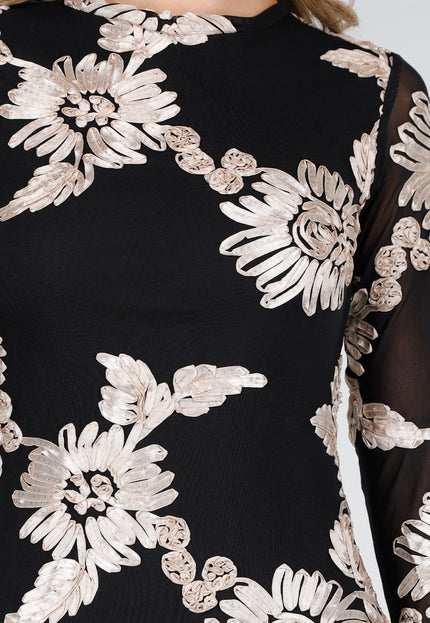 NEW030925 Lange Stretch Jurk met Bloemen