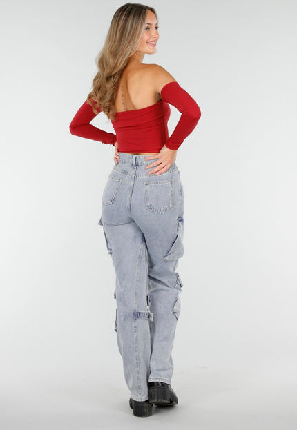 OP=OP.49.NL Lichtblauwe Cargo Jeans