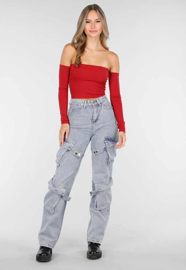 OP=OP.49.NL Lichtblauwe Cargo Jeans