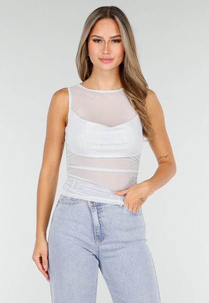OP=OP.AV.09 Lichtblauwe Mesh Crop Top