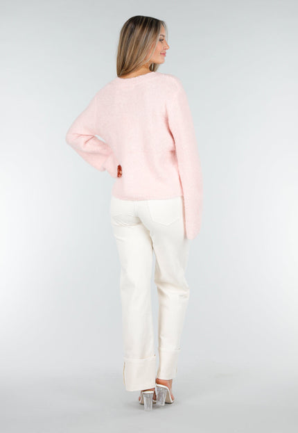 NEW030925 Lichtroze Vest met Hartknopen