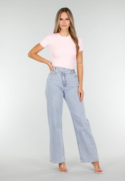 NEW030925 Roze Stretch Bodysuit Korte Mouw