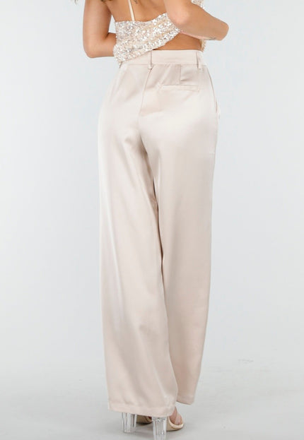 NEW030925 Satijnen Pantalon Champagne