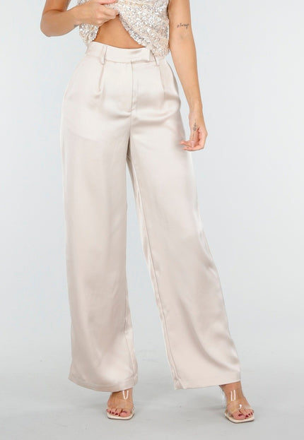 NEW030925 Satijnen Pantalon Champagne