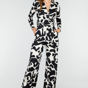 NEW030925 Stretch Jumpsuit met Vlekkenprint