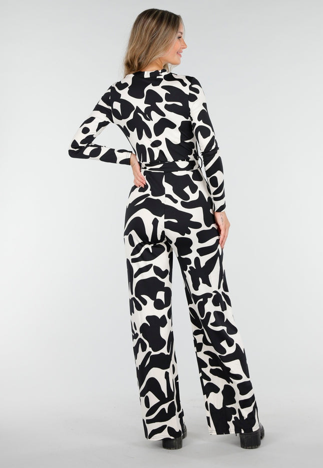 NEW030925 Stretch Jumpsuit met Vlekkenprint