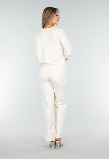 NEW030925 Crème Gebreid Vest