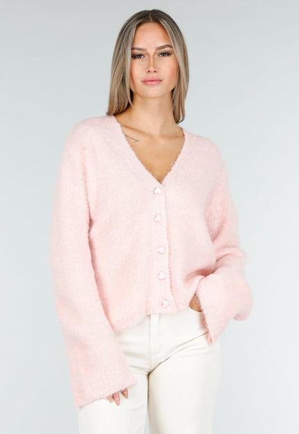 NEW030925 Lichtroze Vest met Hartknopen