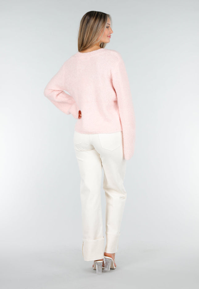 NEW030925 Lichtroze Vest met Hartknopen