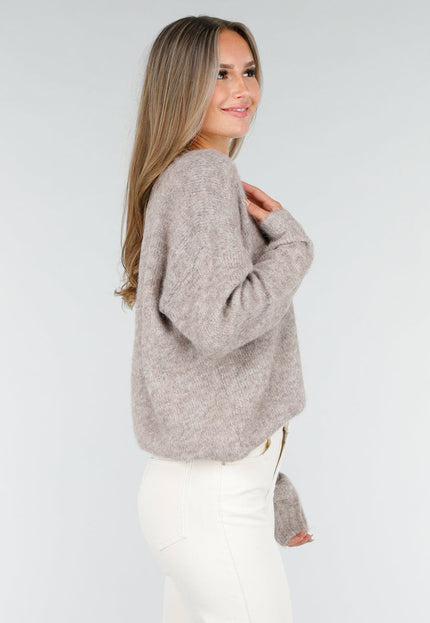 NEW030925 Beige Stretch V-Hals Trui