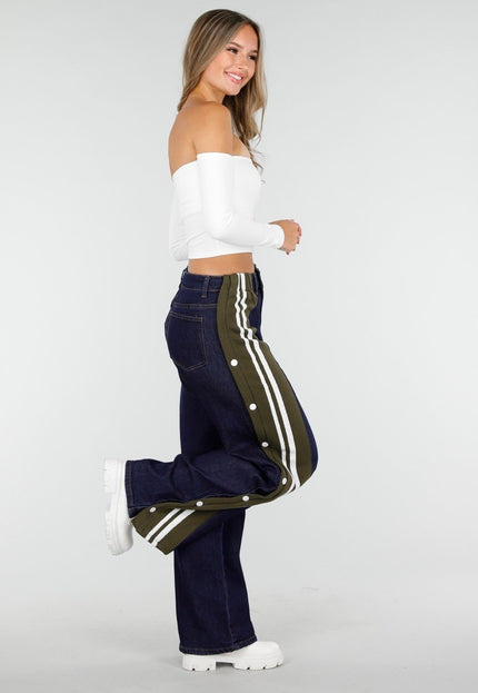 OP=OP.AV.09 Wide Leg Stretch Jeans met Strepen