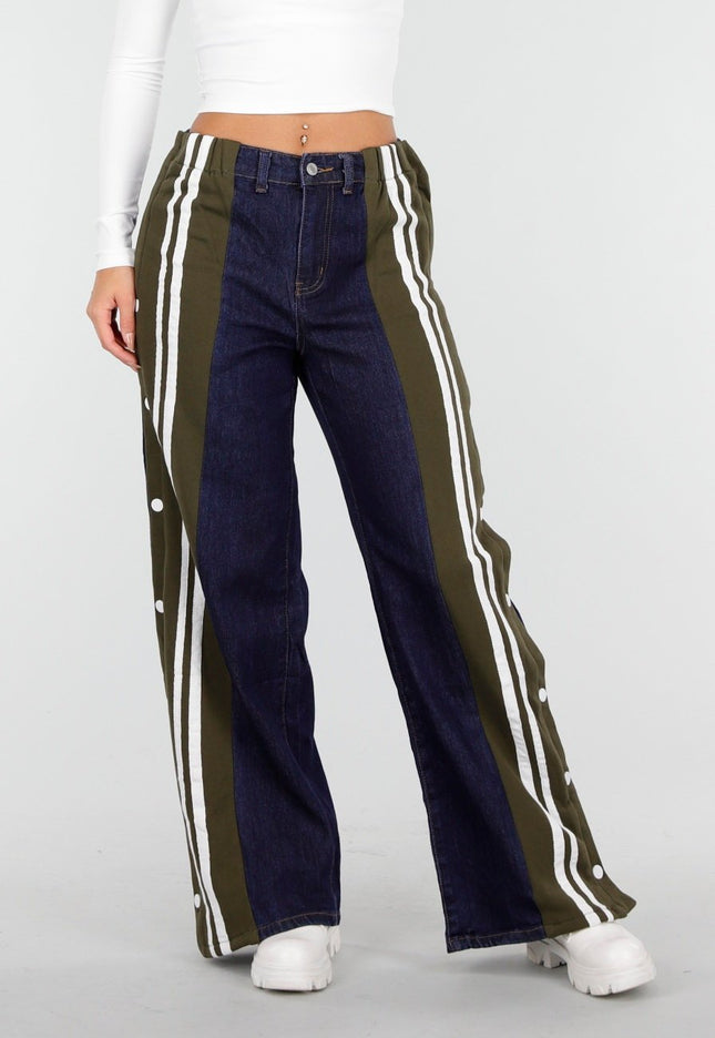 OP=OP.AV.09 Wide Leg Stretch Jeans met Strepen