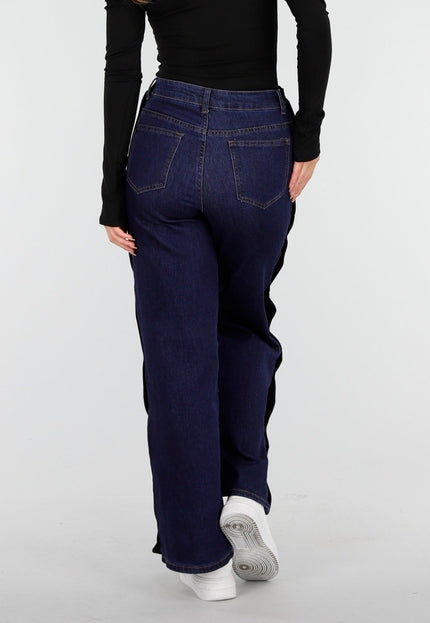NEW030925 Wide Leg  Stretch Jeans met Zijkantstrepen
