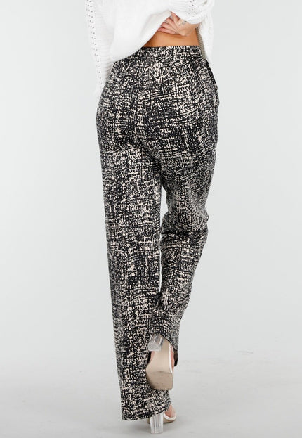 NEW030925 Wijde Broek met Print Zwart