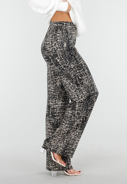NEW030925 Wijde Broek met Print Zwart