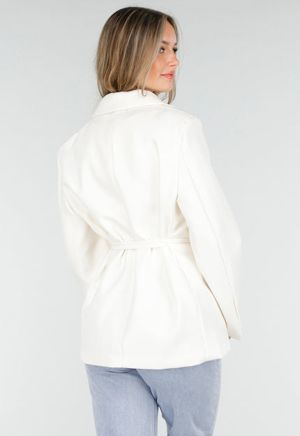 NEW030925 Witte Blazer met Ceintuur