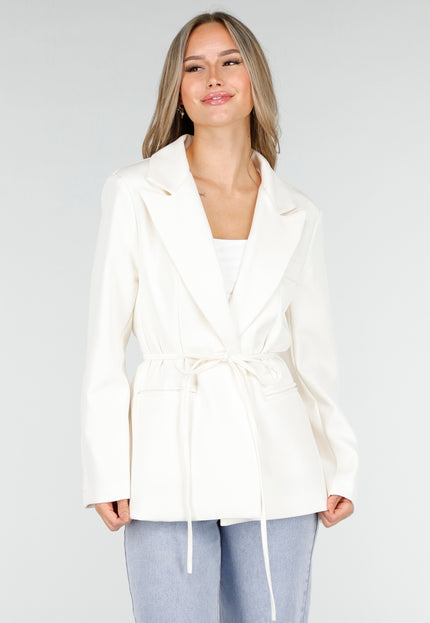 NEW030925 Witte Blazer met Ceintuur