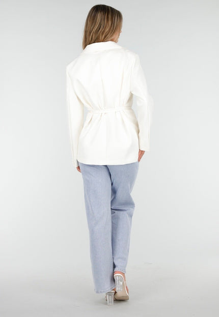 NEW030925 Witte Blazer met Ceintuur