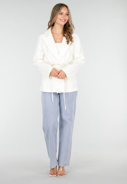 NEW030925 Witte Blazer met Ceintuur